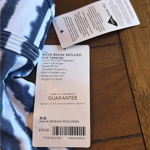 Athleta Wave Break Blue/white Molded Cup Tankini Top Size XS NEW - Picture 11 of 12